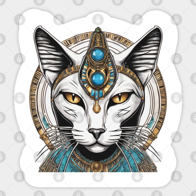 Egyptian cat white Sticker by JnS Merch Store